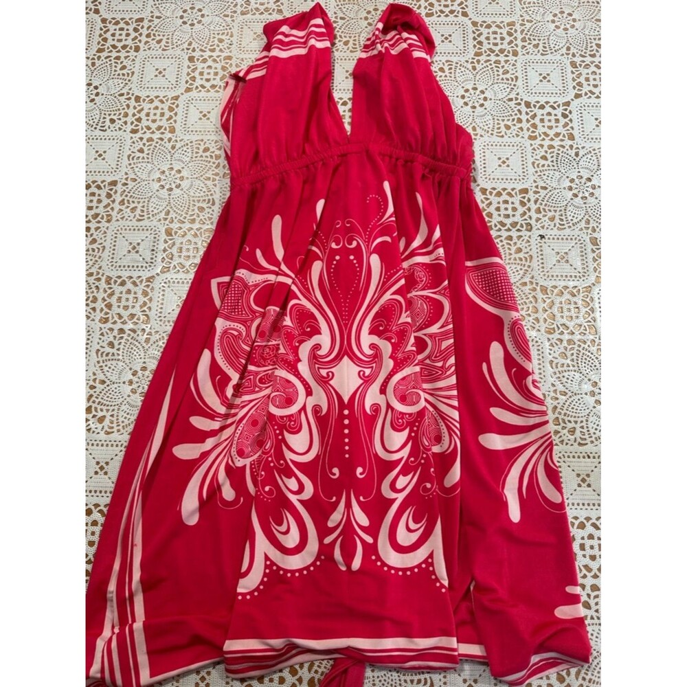 Cristinalove Bright Pink and Light Pink Floral-Print Sundress